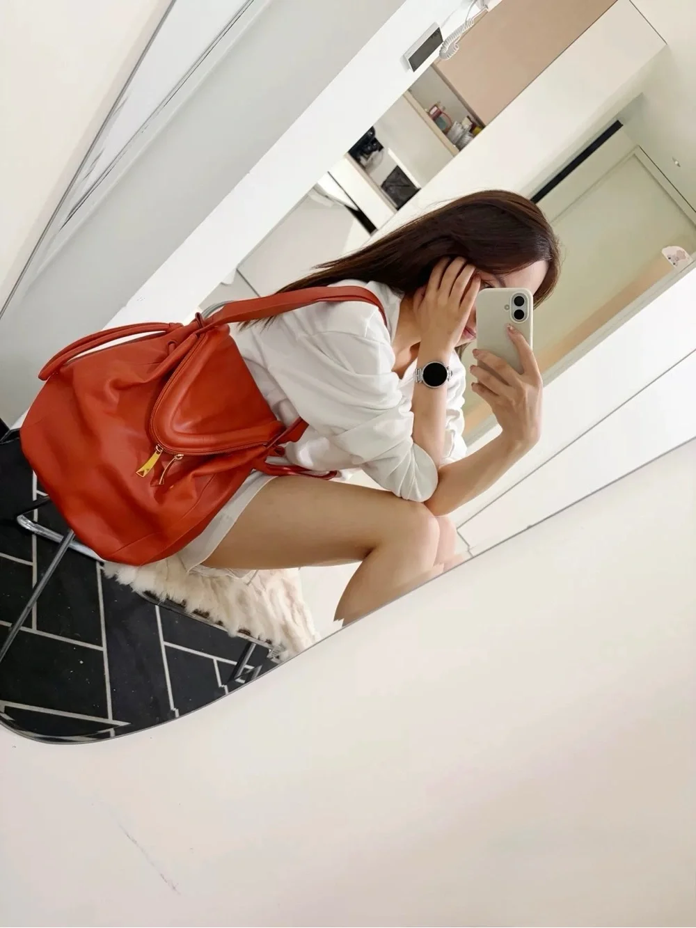 Bottega Veneta Red Leather Hobo Bucket Bag